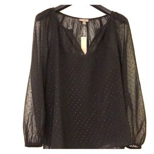 NWT J. Crew Point Sur Sparkle Blouse Black